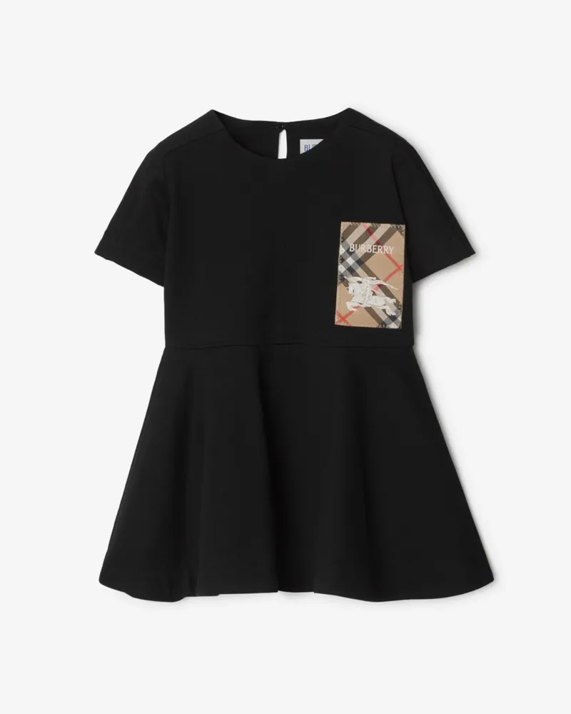 Burberry Baumwollkleid mit Check-Label Schwarz