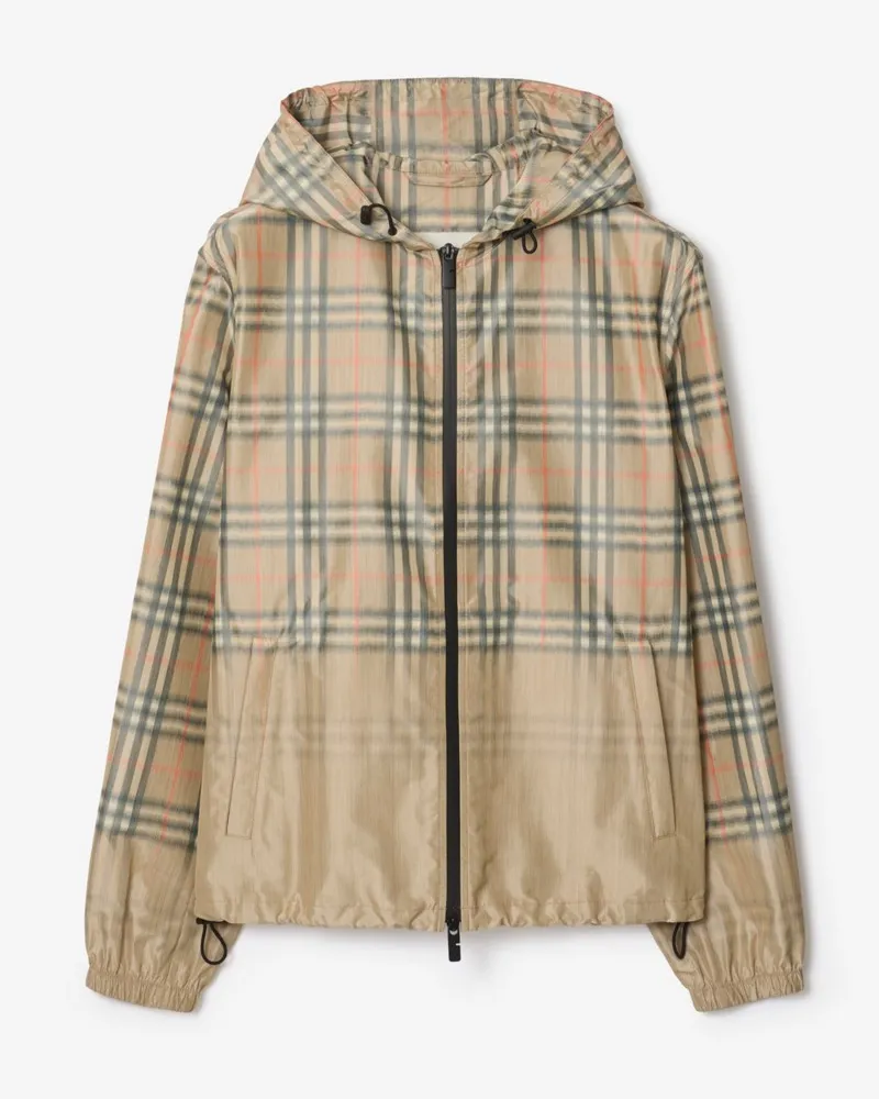 Burberry Kapuzenjacke in Check mit Farbverlauf , Size Sand-beige