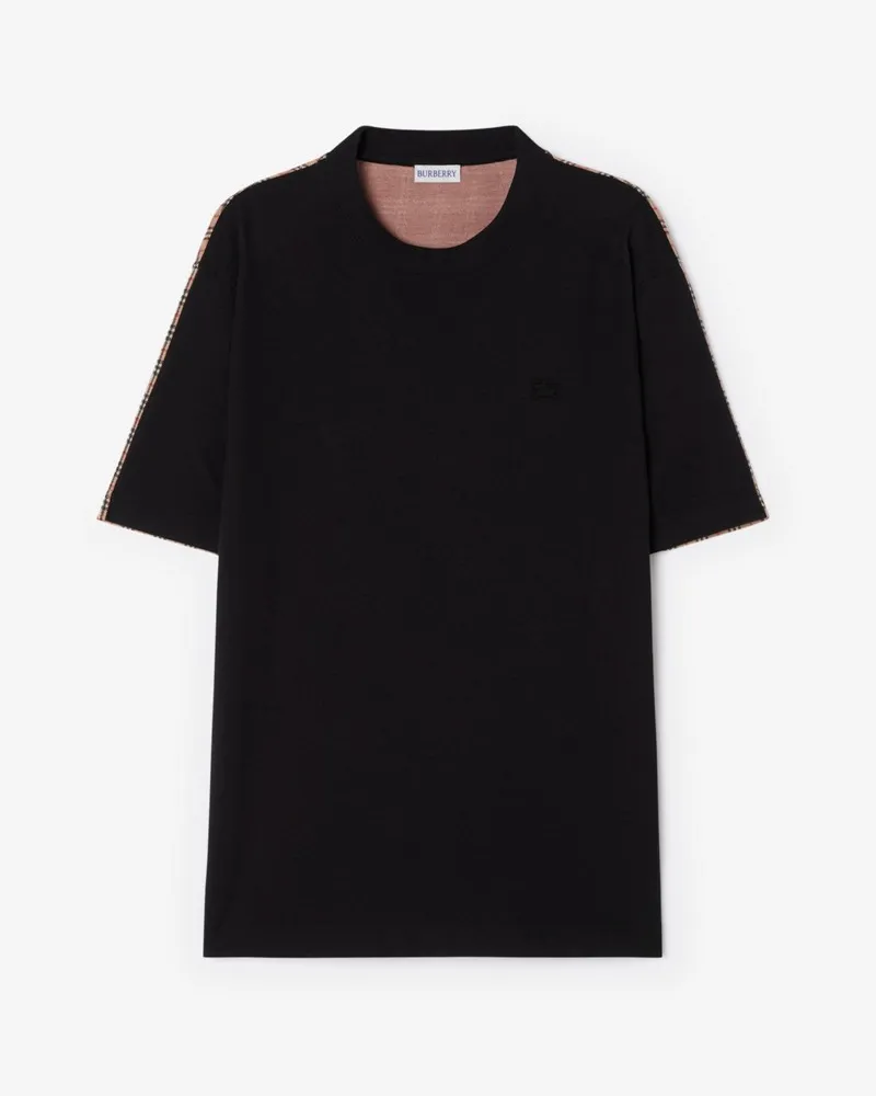 Burberry Baumwoll-T-Shirt in Check , Size Black