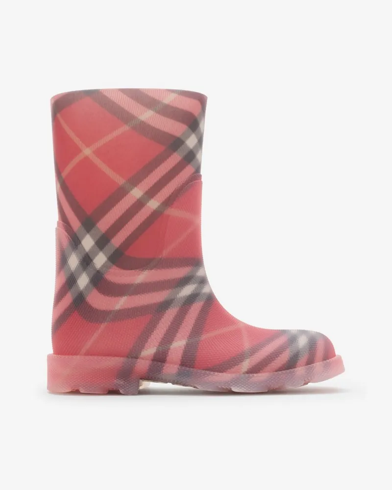 Burberry Regenstiefel „Marsh“ aus Gummi in Check Mohnrot
