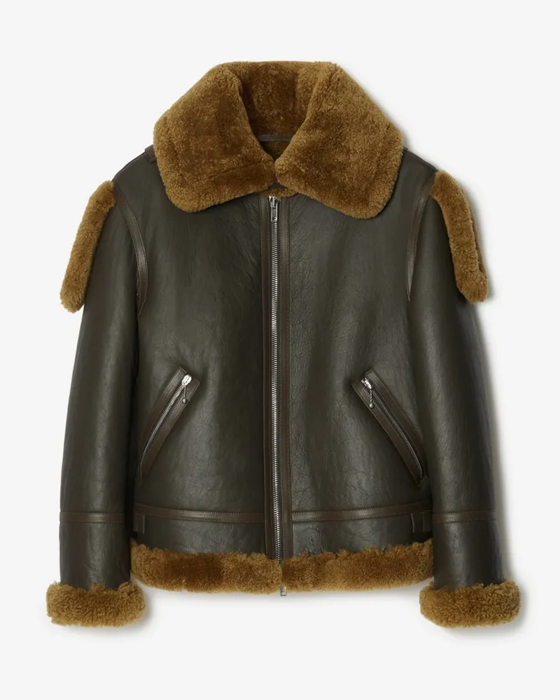 Burberry Fliegerjacke aus Lammfell , Size Otter-braun
