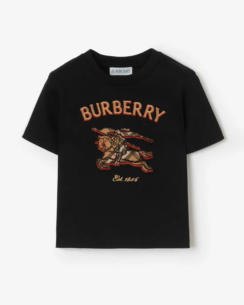 Burberry Baumwoll-T-Shirt mit Knight in Check , Size Black