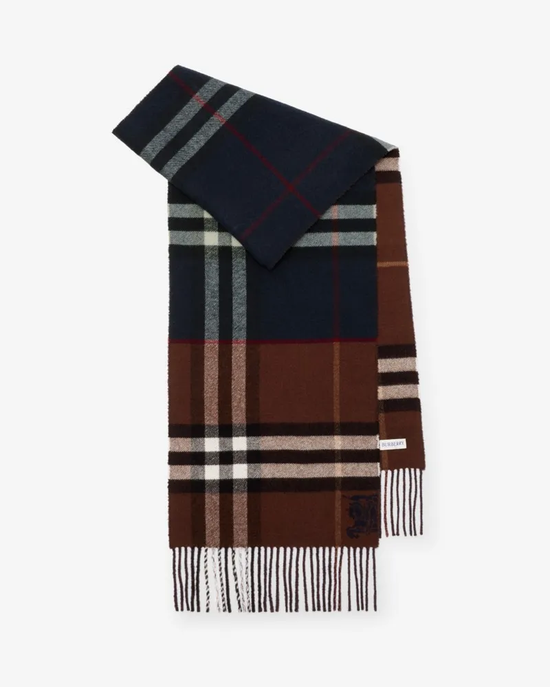 Burberry Kaschmirschal in kontrastierendem Check Ink-blau