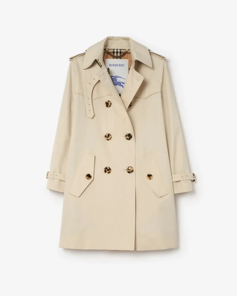 Burberry Kurzer Gabardine-Trenchcoat „Summerside“ , Size Clam-beige