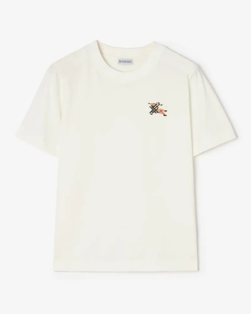 Burberry Baumwoll-T-Shirt mit Knight in Check , Size Chalk
