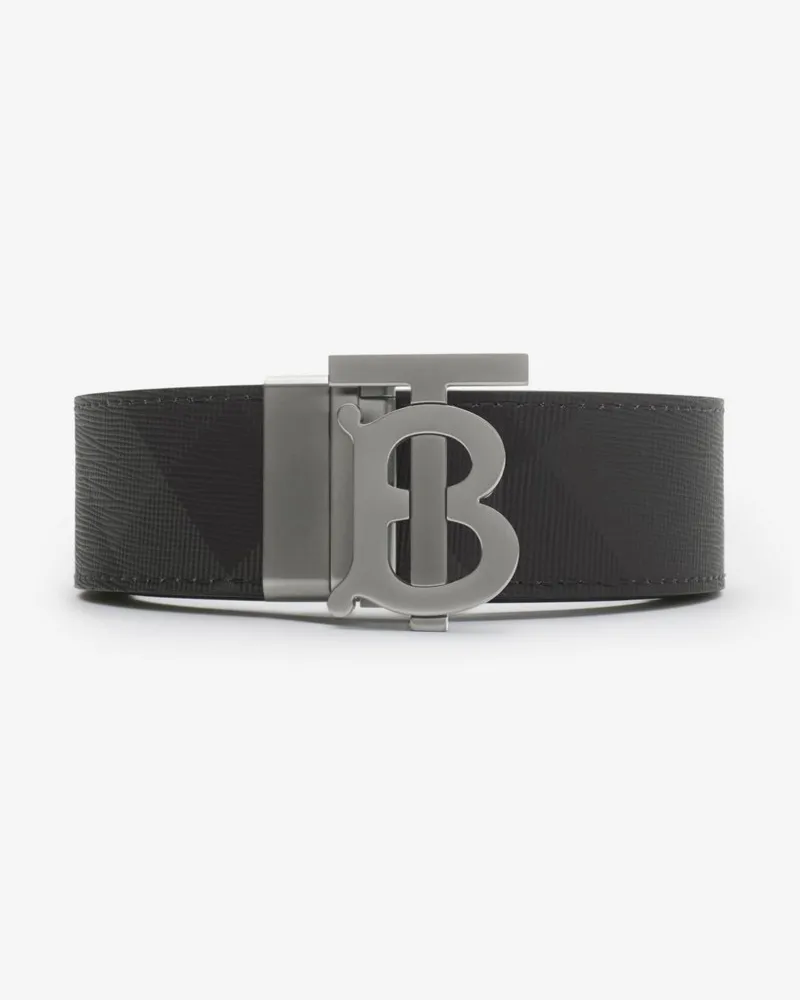Burberry Wendbarer TB-Gürtel mit Check , Size Charcoal-grau