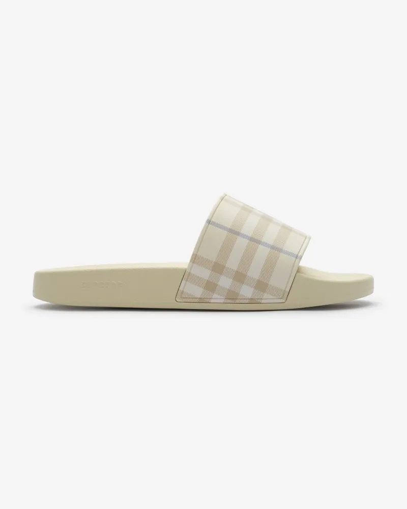 Burberry Slides in Check , Size Sesame-beige