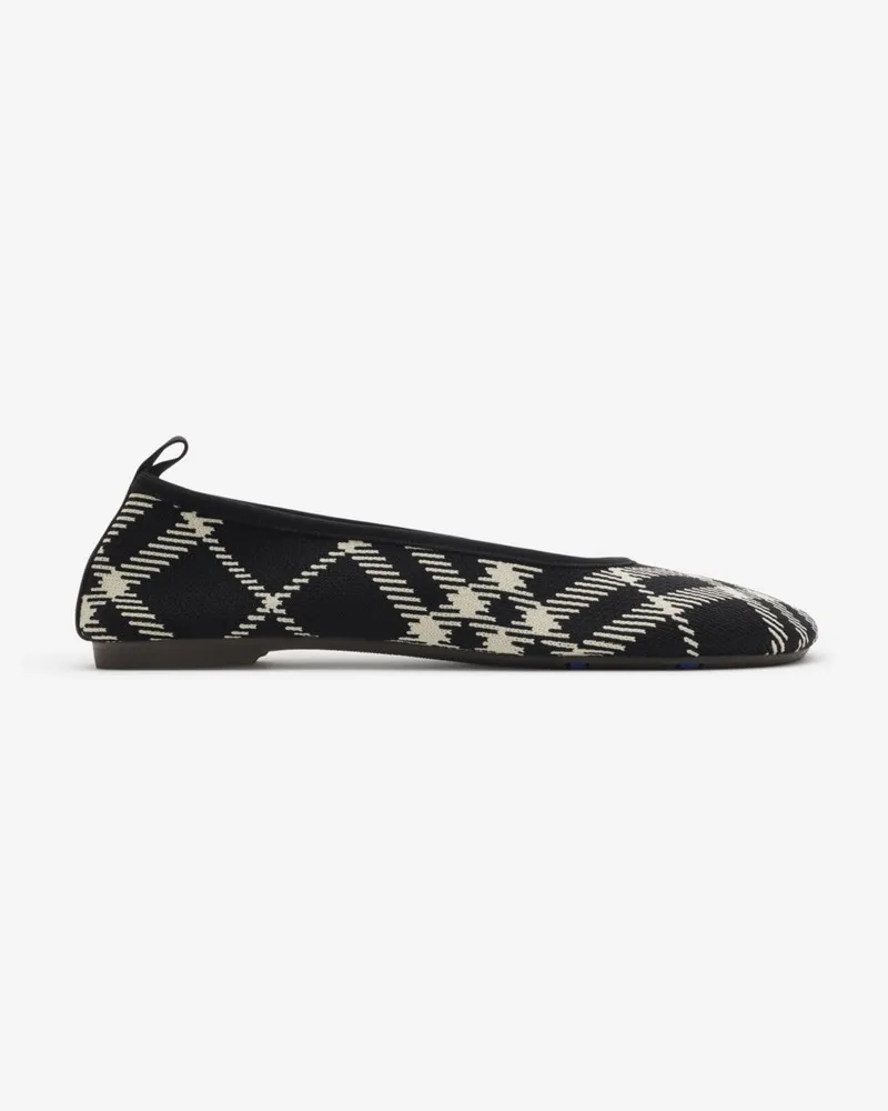 Burberry Gestrickte Ballerinas „Baby“ in Check Schwarz