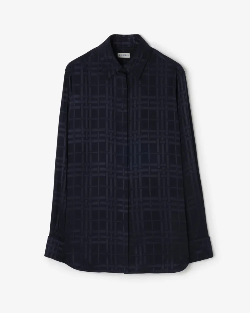 Burberry Klassisches Seidenhemd in Check , Size Dunkles