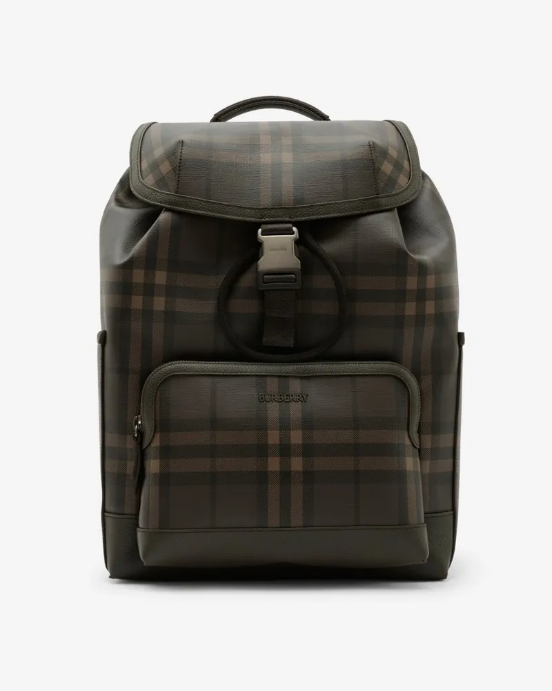 Burberry Rucksack „City“ in Check mit Clip Dunkelbraun