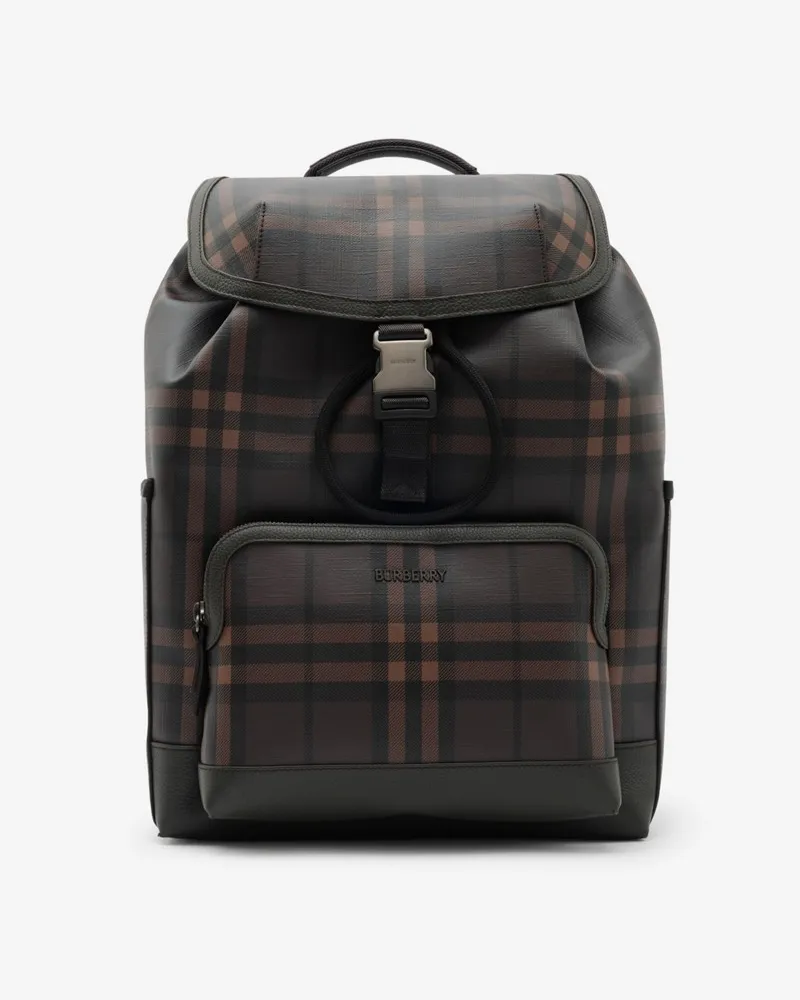 Burberry Rucksack „City“ in Check mit Clip Dunkelbraun