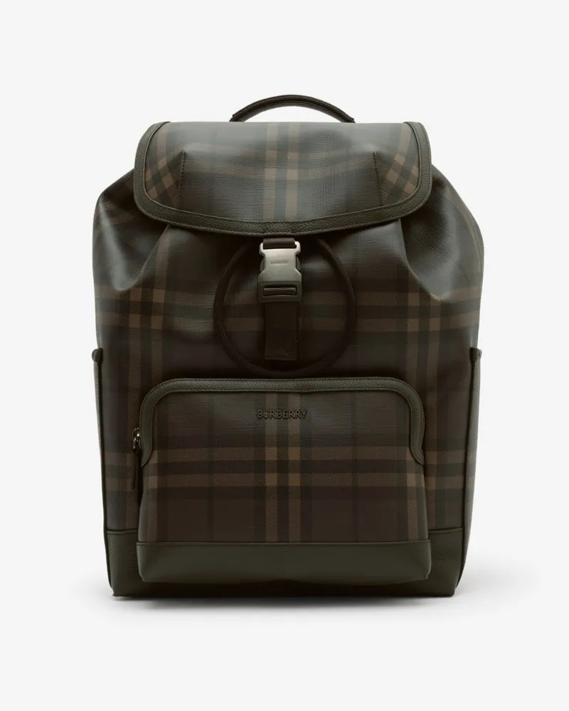 Burberry Rucksack „City“ in Check mit Clip Dunkelbraun