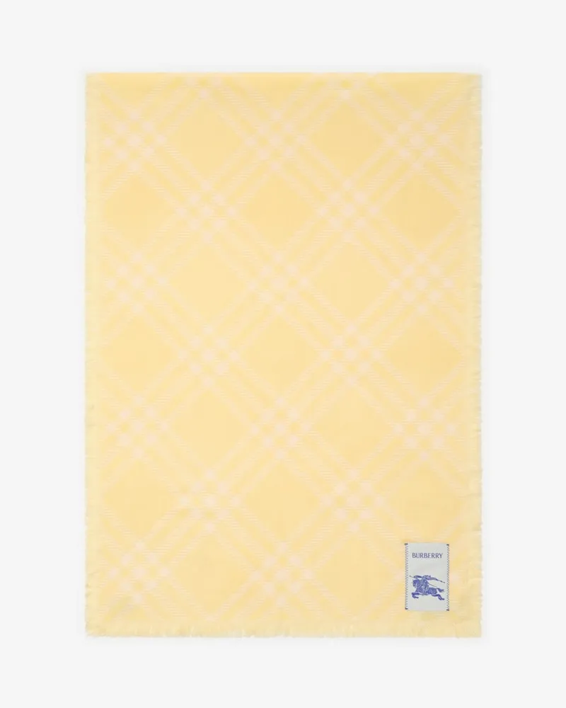 Burberry Breiterer Schal aus Wolle und Seide in Check Custard-beige