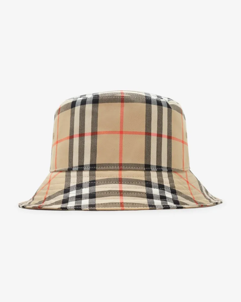 Burberry Check Cotton Bucket Hat , Size Sand