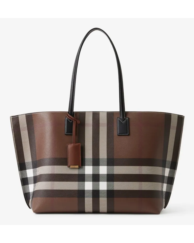 Burberry Mittelgroße Henkeltasche in Check Dunkles