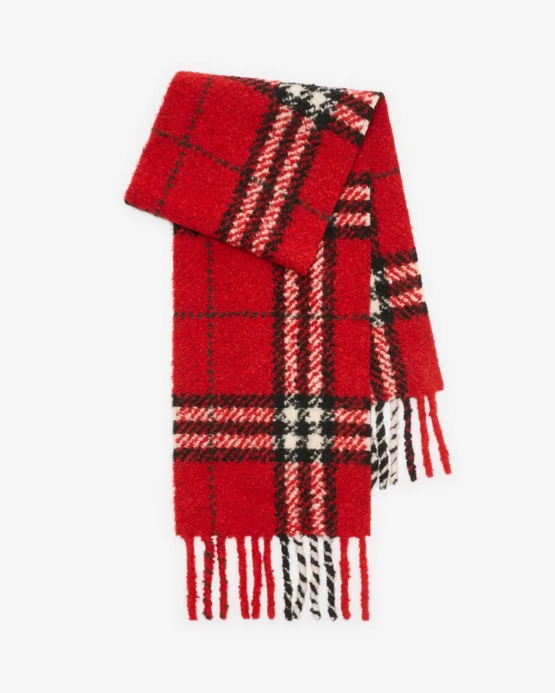 Burberry Bouclé-Schal aus Alpakawollmischung in Check Post-rot