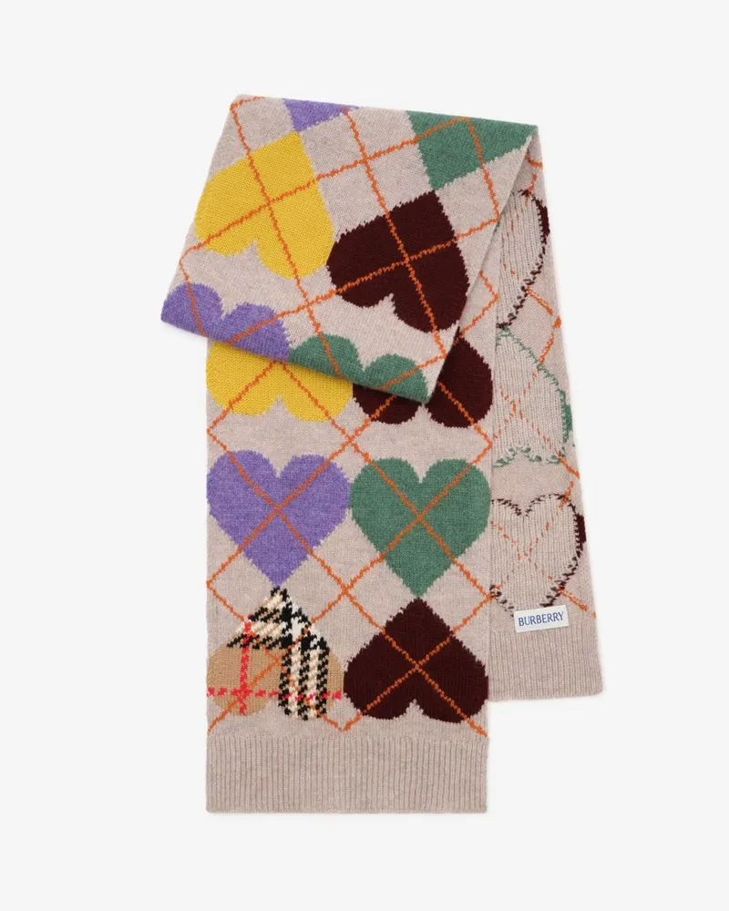 Burberry Woll-Kaschmir-Schal mit Argyle-Herzen , Size Light