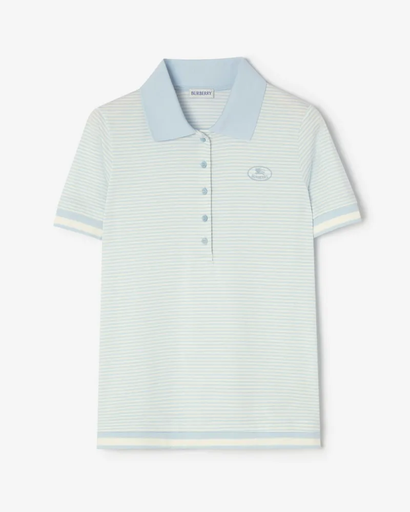 Burberry Baumwoll-Poloshirt im Streifenmuster , Size Glacier-blau