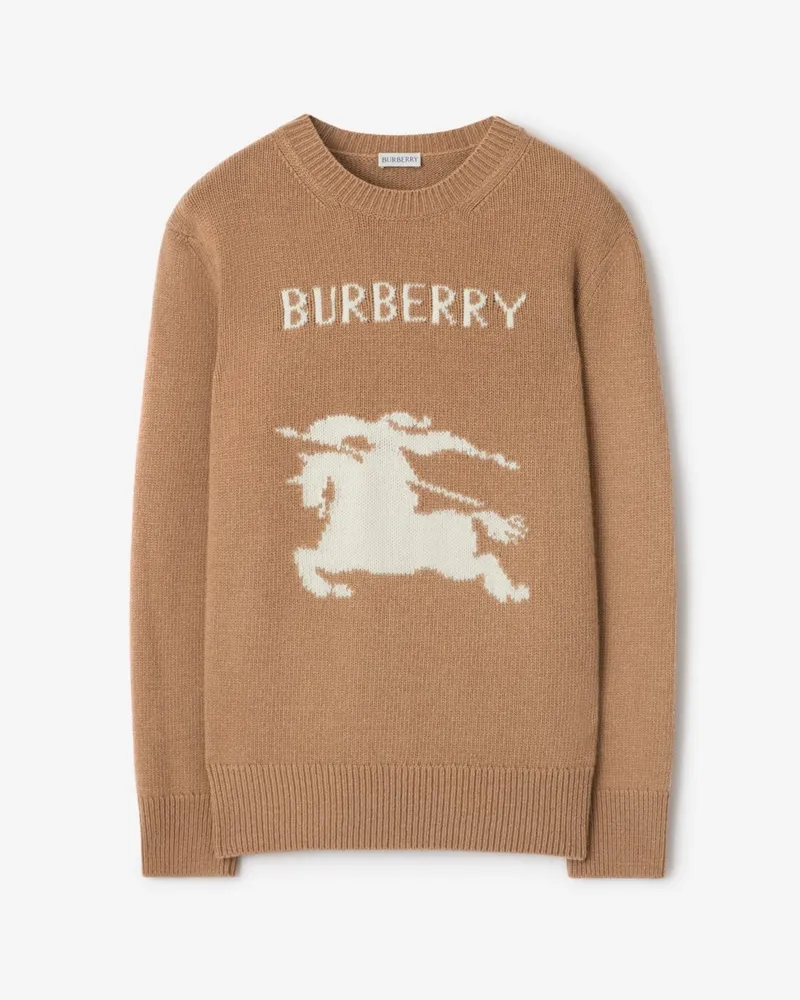 Burberry Woll-Kaschmir-Pullover mit EKD-Motiv Camelfarben