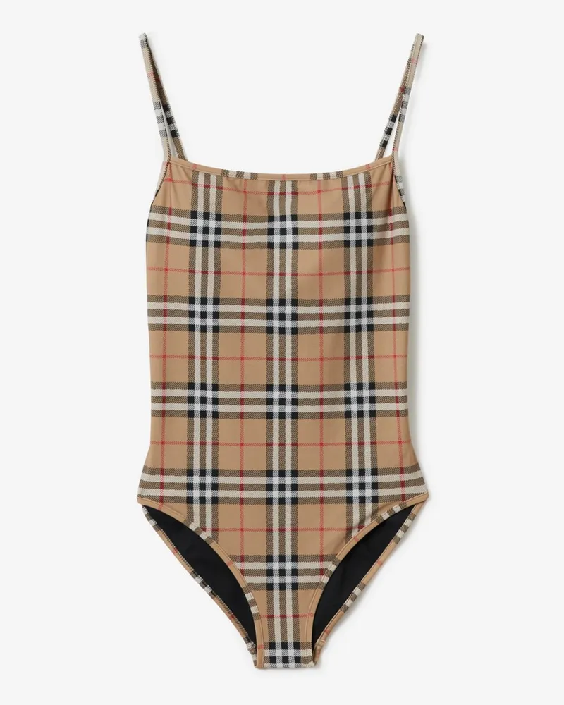 Burberry Badeanzug in Check Vintage-beige