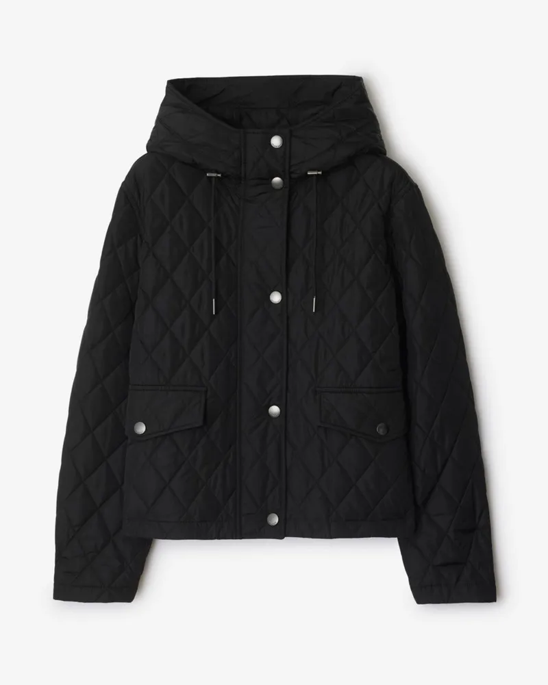 Burberry Cropped-Nylon-Steppjacke mit Kapuze Schwarz