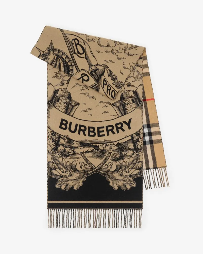 Burberry Wendbarer Kaschmirschal mit EKD-Motiv Vintage-beige