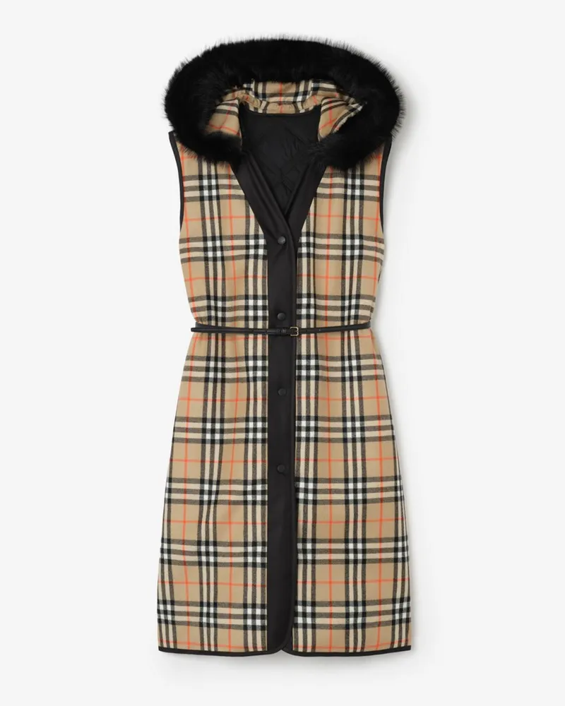 Burberry Wendbare Kapuzenweste in Check , Size Sand