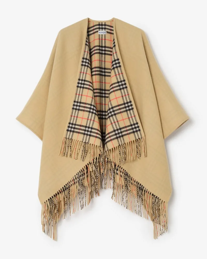 Burberry Wendbares Wollcape mit Check Sand