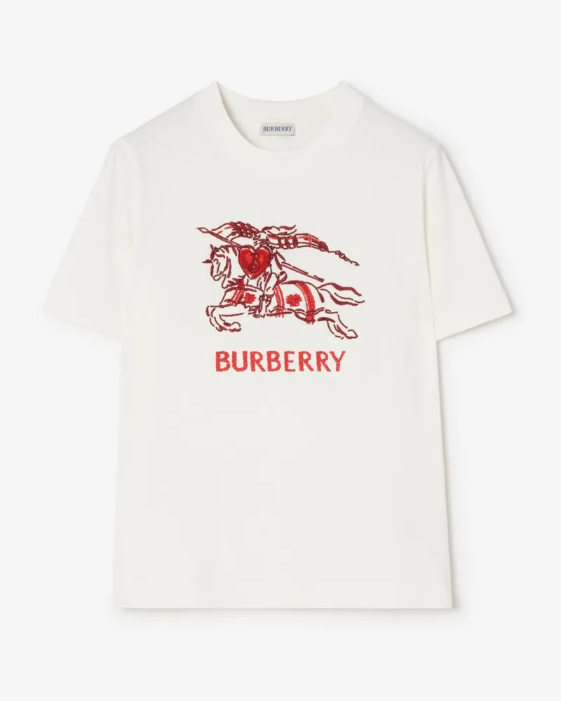 Burberry Baumwoll-T-Shirt mit Herz-Knight Chalk