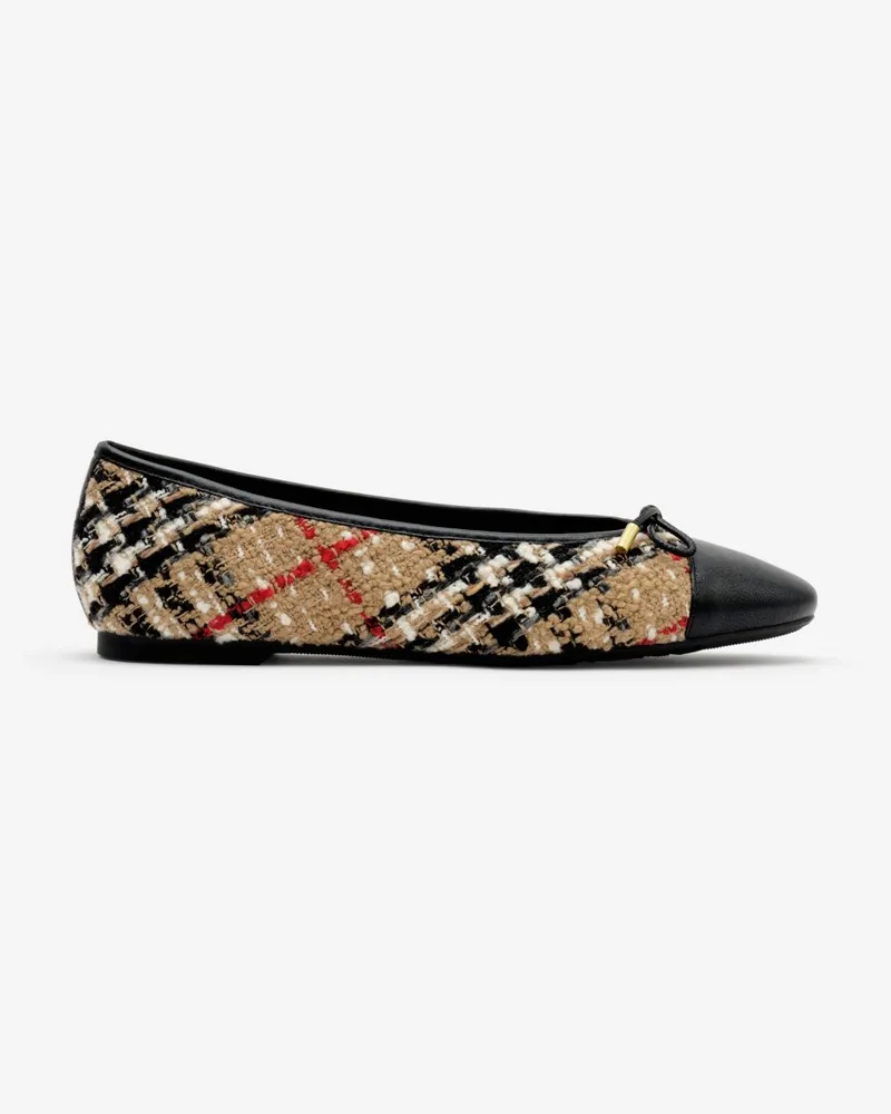 Burberry Bouclé-Ballerinas „Highgate“ in Check , Size Sand