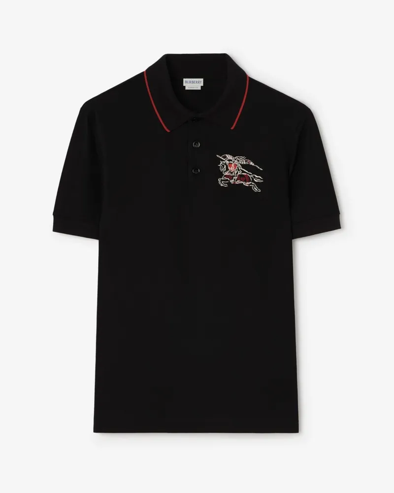 Burberry Baumwoll-Poloshirt mit Herz-Knight , Size Black