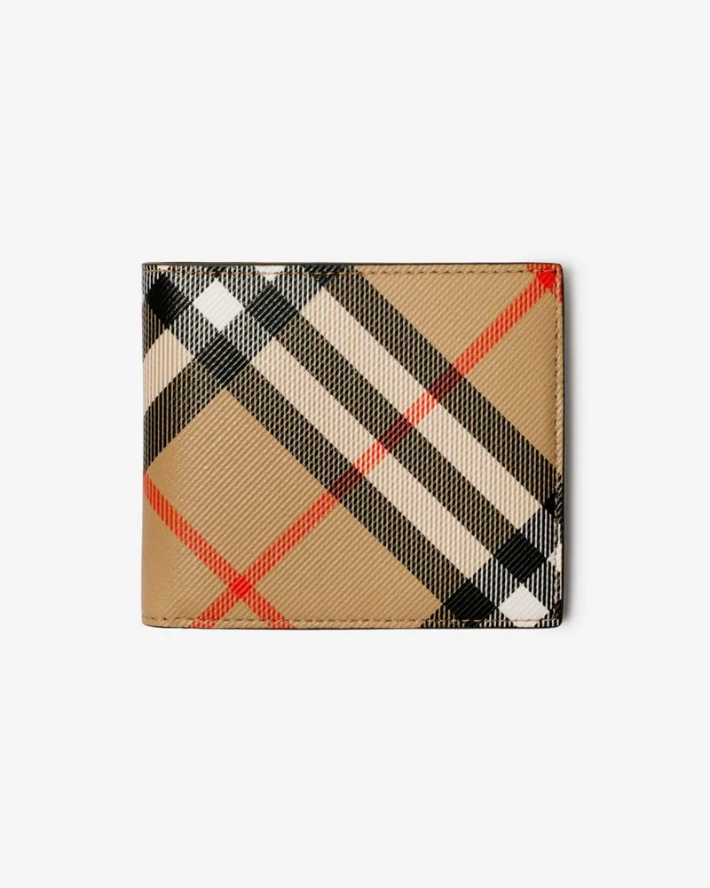 Burberry Faltbrieftasche in Check mit Münzfach Sand-beige