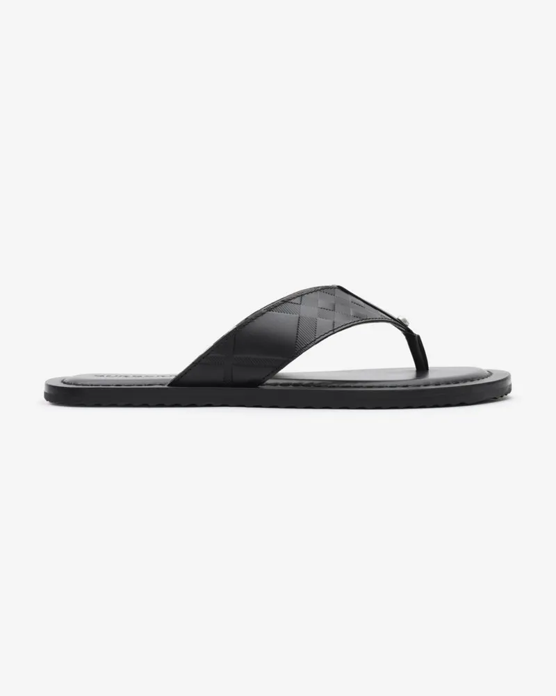 Burberry Ledersandalen „Pavillon“ mit Karoprägung , Size Black