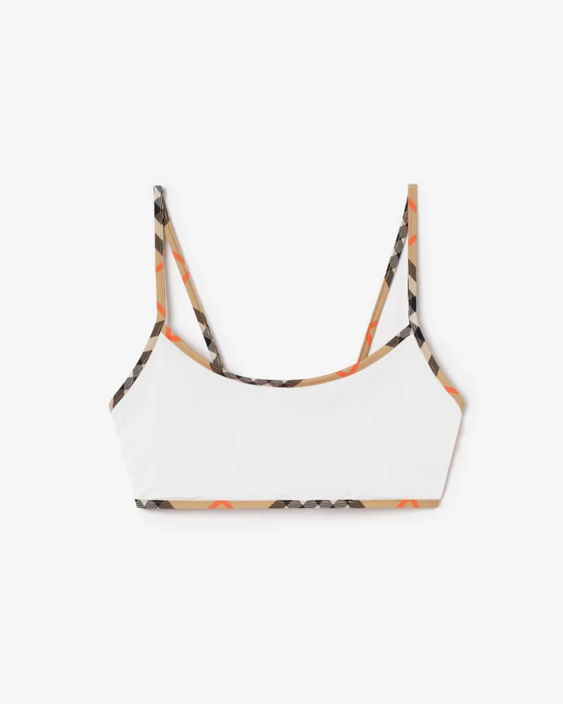 Burberry Bikinioberteil mit Check-Besatz , Size Weiß