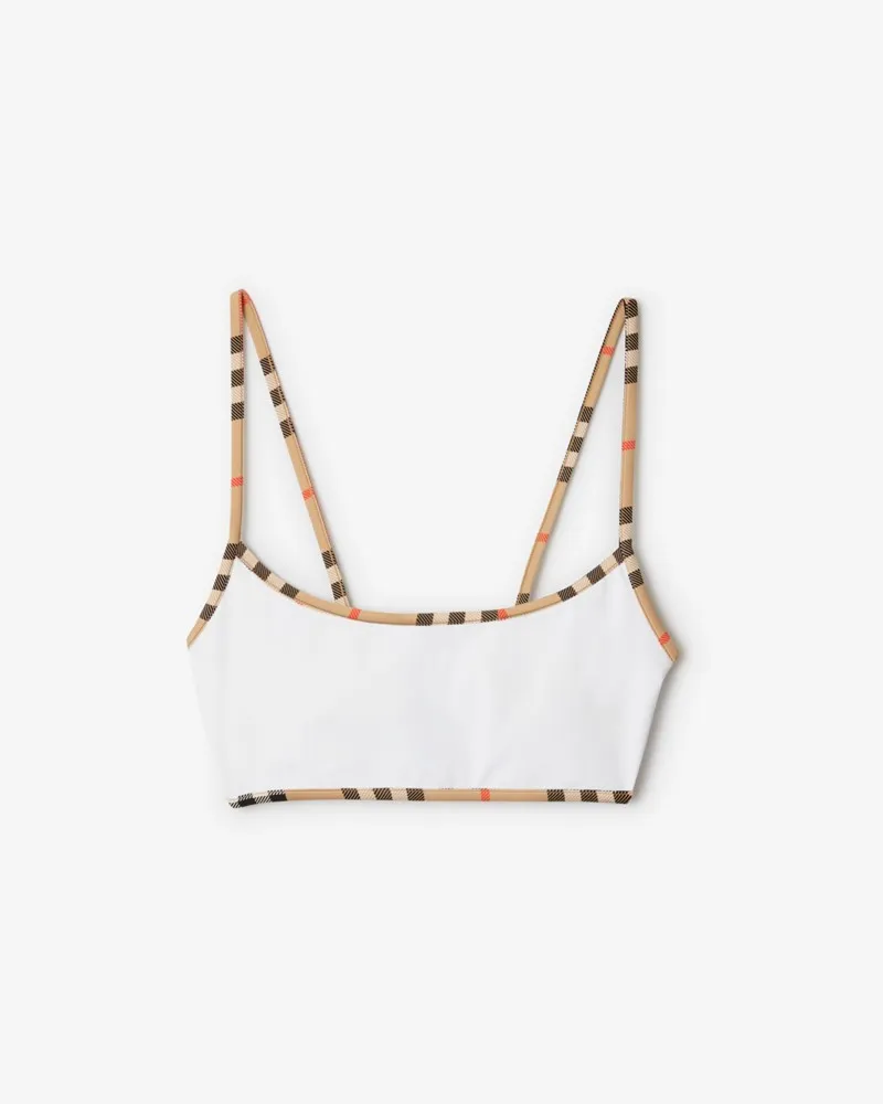 Burberry Bikinioberteil mit Check-Besatz , Size Weiß