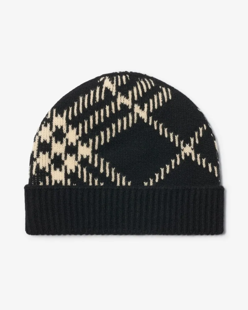 Burberry Kaschmirmisch-Beanie in Check Black