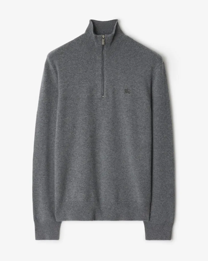 Burberry Kaschmirmischpullover mit halblangem Reißverschluss Grau