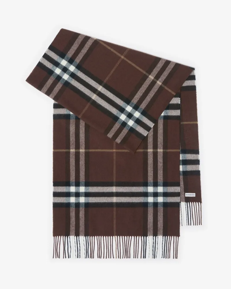 Burberry Breiterer Kaschmirschal in Check Treacle-braun