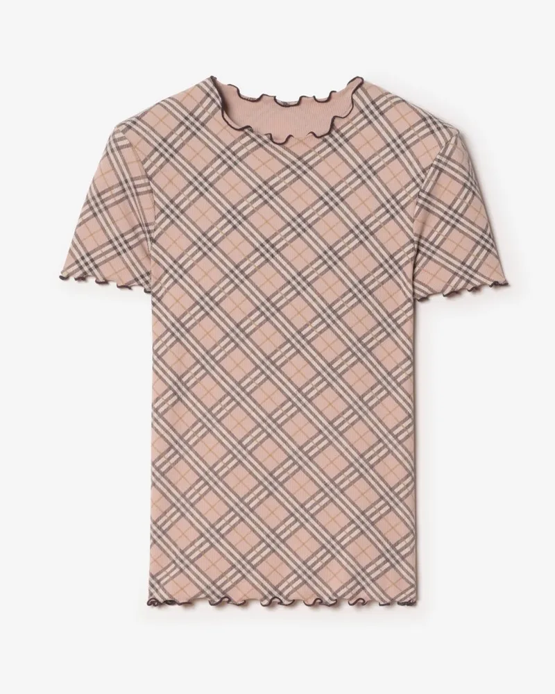 Burberry Baumwolloberteil in Check , Size Powder