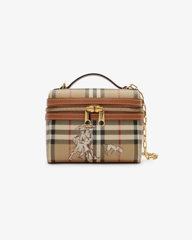Burberry Vanity Bag „Check Mates“ im Kleinformat Vintage-beige