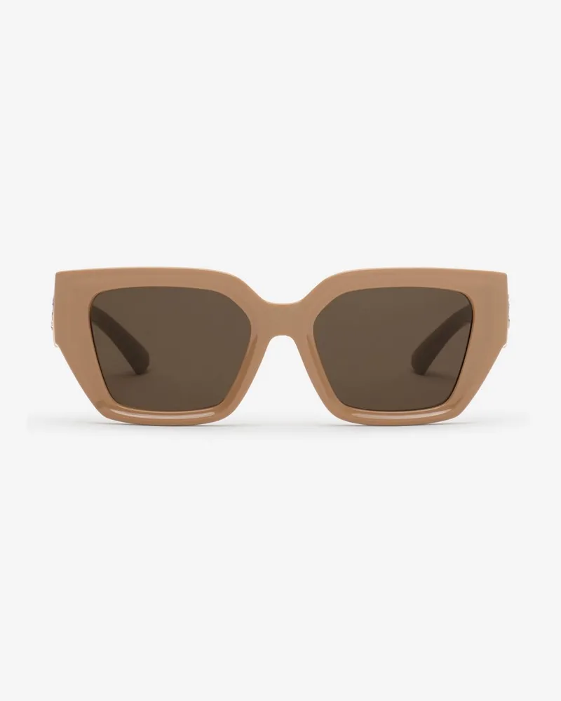 Burberry Rechteckige Sonnenbrille mit EKD-Motiv Nude-beige