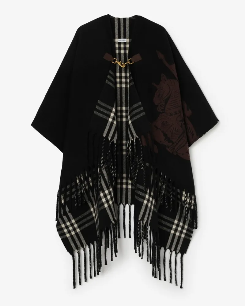 Burberry Fil-Coupé-Wollcape mit EKD-Motiv Schwarz