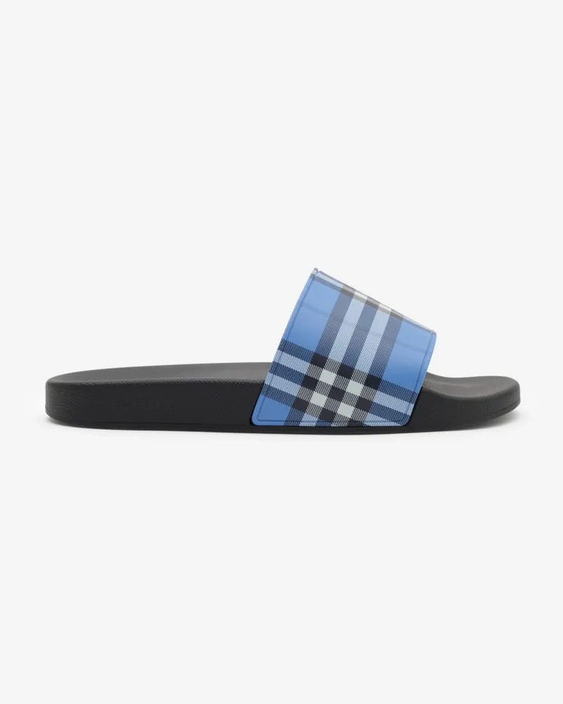 Burberry Slides in Check , Size Cornflower-blau
