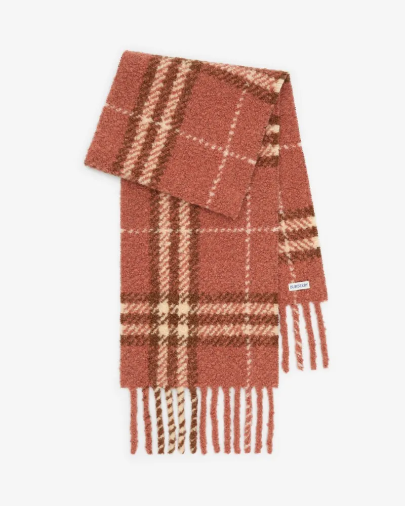Burberry Bouclé-Schal aus Alpakawollmischung in Check Clay-rosa