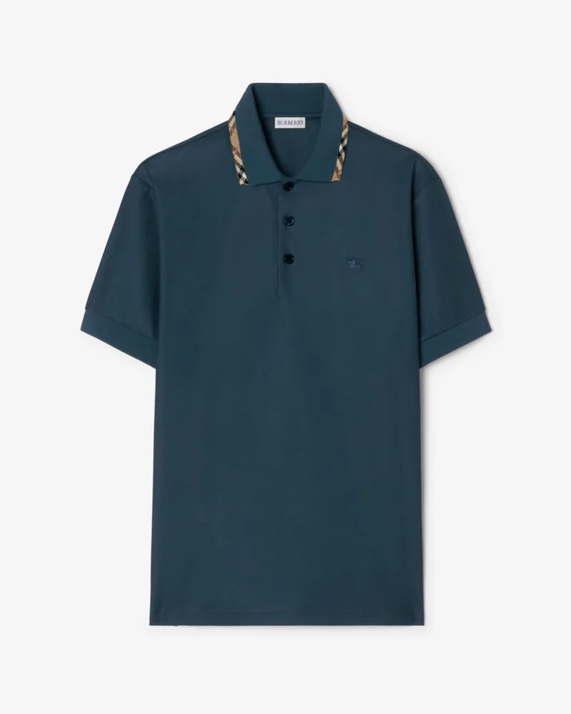 Burberry Baumwoll-Poloshirt mit Karobesatz , Size Horizon