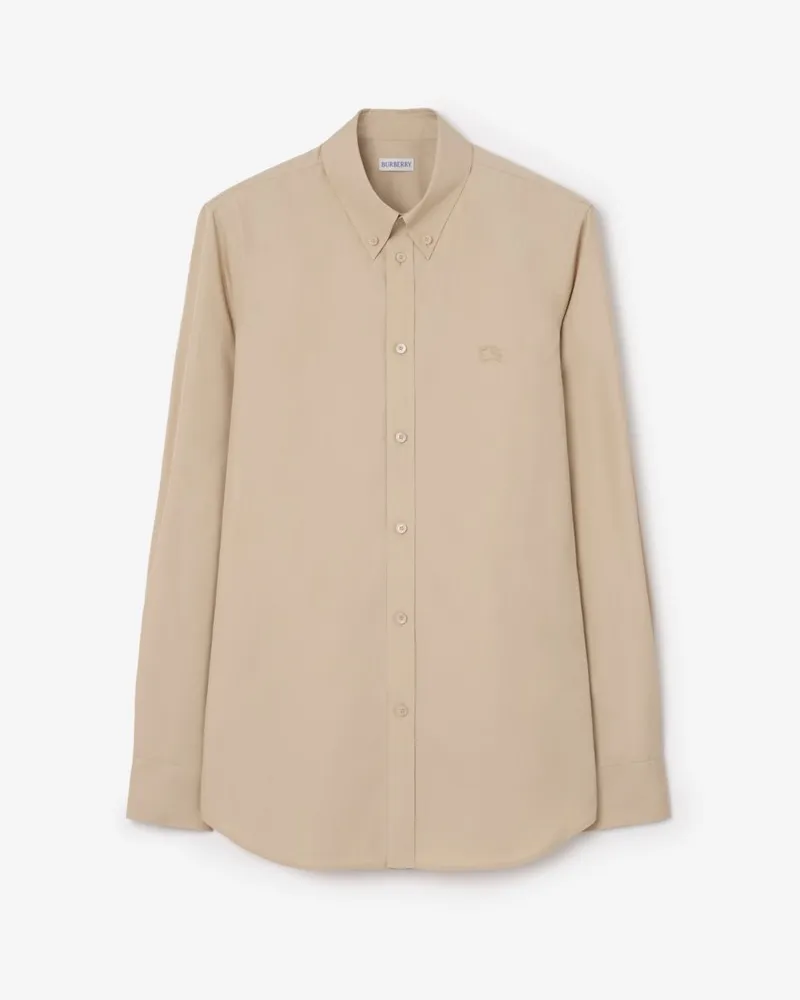 Burberry Schmal geschnittenes Baumwollhemd , Size Oatmeal-beige