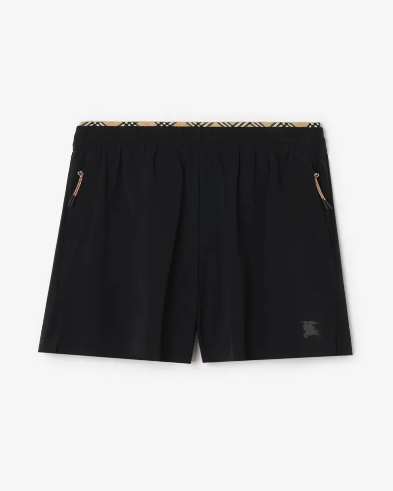Burberry Stretchnylon-Shorts mit Karobesatz , Size Black