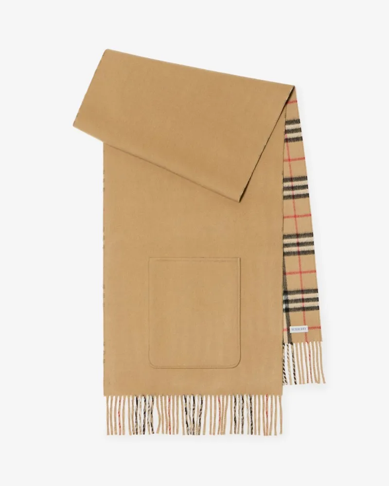 Burberry Wendbarer Woll-Kaschmir-Schal mit Taschen Archive