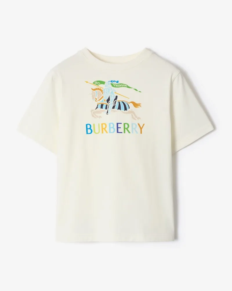 Burberry Baumwoll-T-Shirt mit buntem EKD-Motiv , Size Chalk-weiß