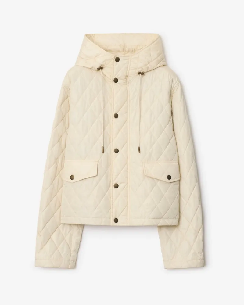 Burberry Cropped-Nylon-Steppjacke mit Kapuze Nutmeg-beige